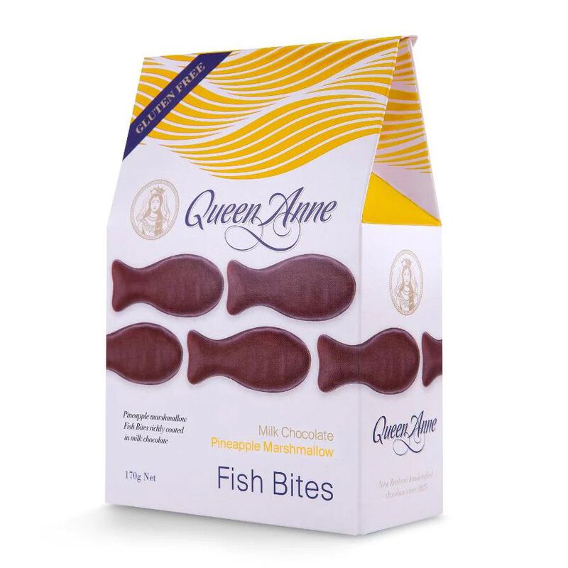 Queen Anne Milk Chocolate Pineapple Marshmallow Fish Bites 170g image number 0