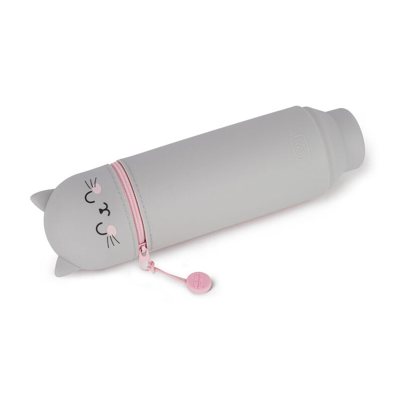Legami Kawaii 2-in-1 Soft Silicone Pencil Case - Kitty image number 2