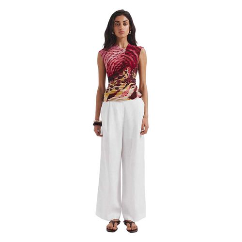 SABA Cymbelle Rouched Mesh Top