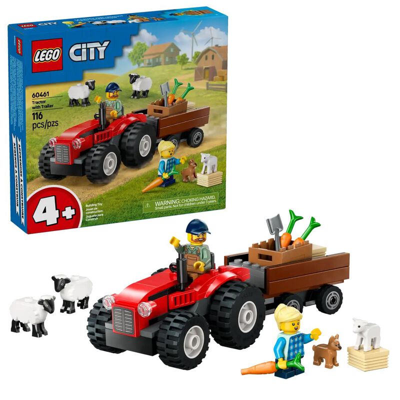LEGO City Red Farm Tractor with Trailer & Sheep image number 0
