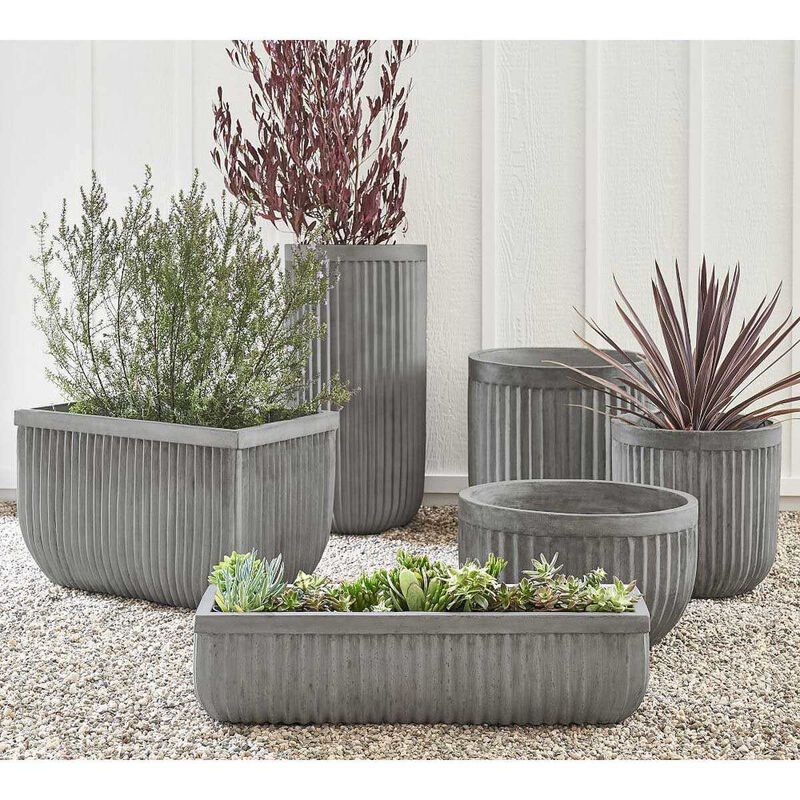 Pottery Barn Concrete Fluted Planter Low Bowl image number 1