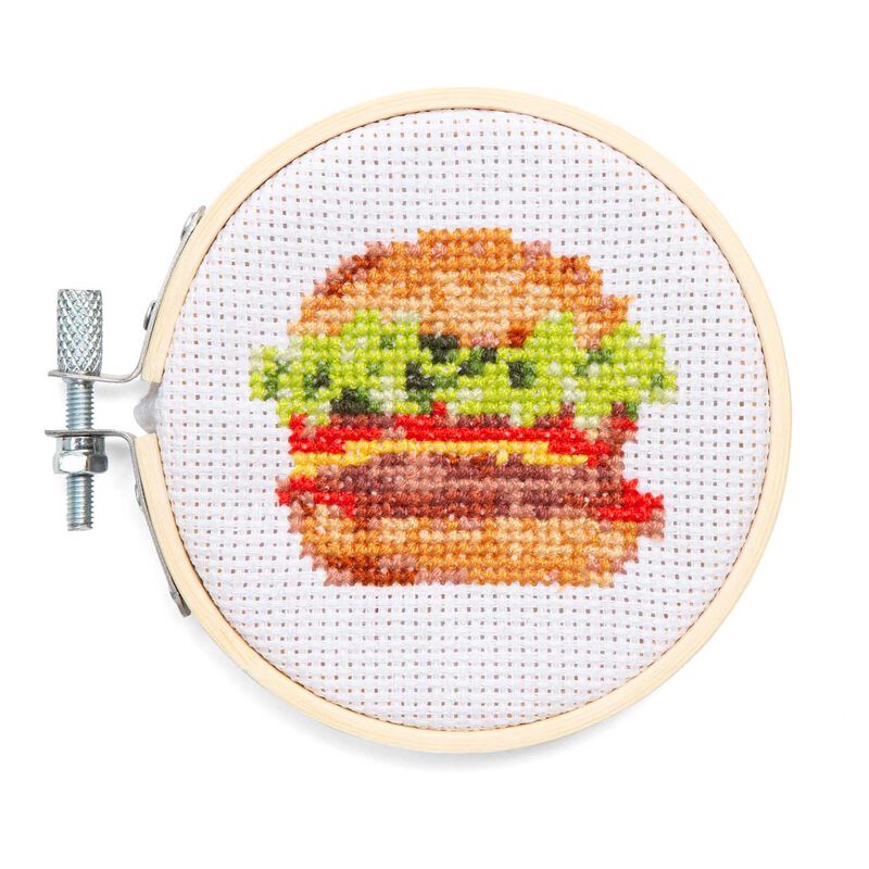 Kikkerland Mini Cross Stitch Embroidery - Burger image number 2
