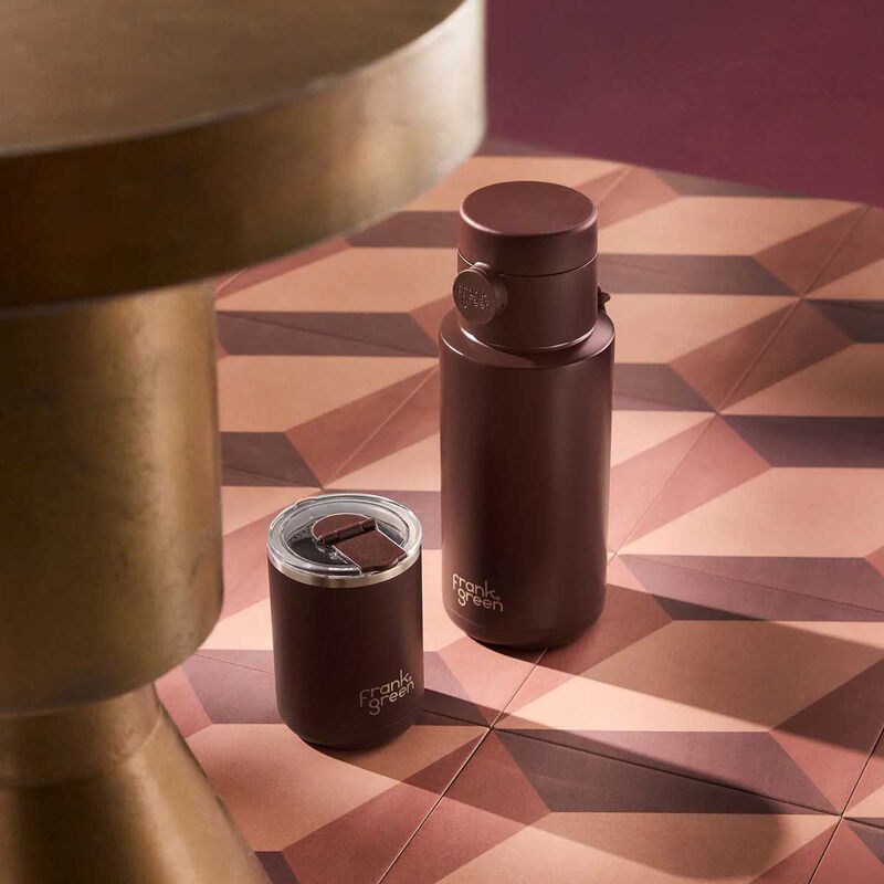 frank green 12oz Ceramic Cup with Hinged Lid Chocolate image number 1