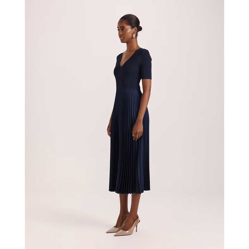 SABA Vicky V-neck Mixed Media Dress image number 7