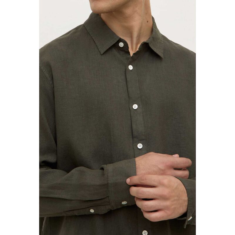 Assembly Label Everyday Mens Linen Long Sleeve Shirt Sorrel image number 2