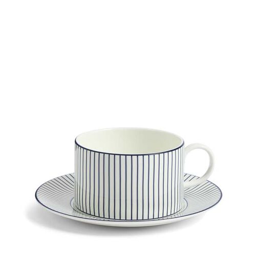 Wedgwood Gio Teacup Saucer 220ml Pinstripe White