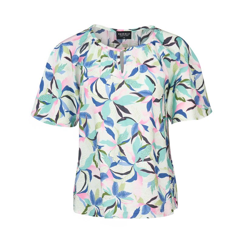 Vassalli Printed Floaty Sleeve Top With Front Keyhole image number 2