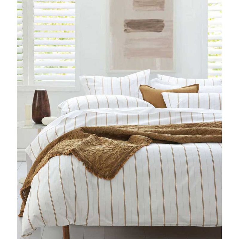 MM Linen Cape Stripe Pillowcase Set - Ochre image number 3