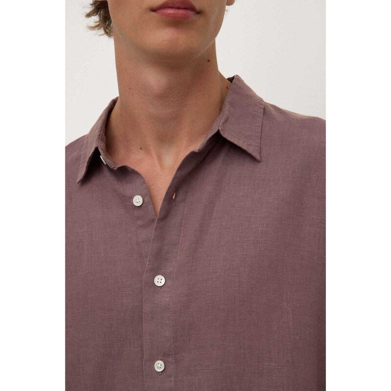 Assembly Label Everyday Mens Linen Long Sleeve Shirt Plum image number 2