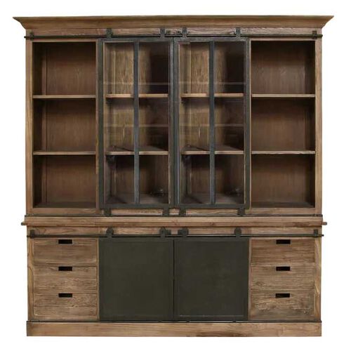 French Country Sliding Door Double Cabinet Base