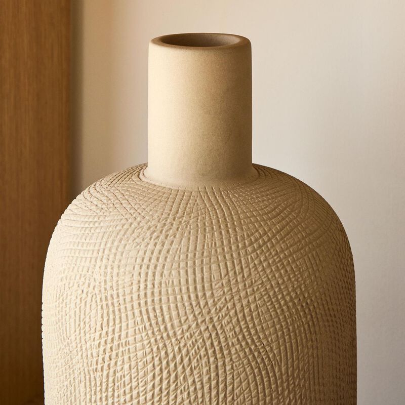 West Elm Combed Ceramic Vase Medium 39cmH image number 1