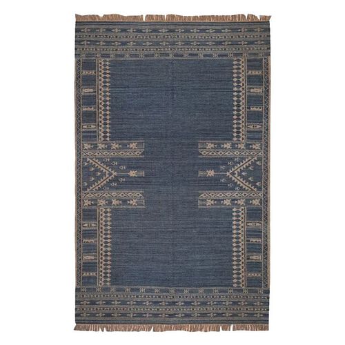 French Country Sundara Motif Rug Blue Small