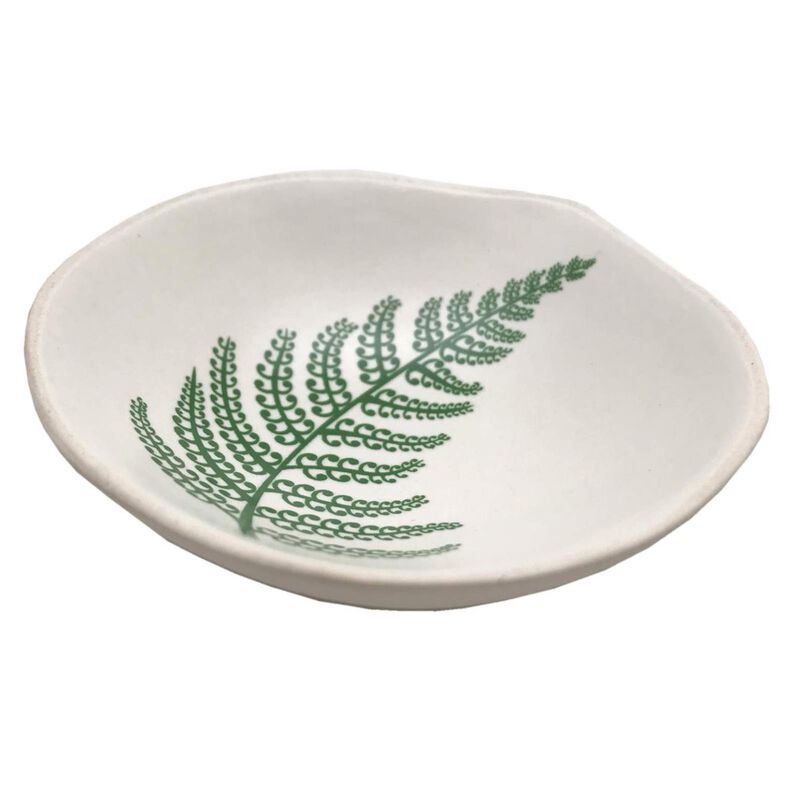 Jo Luping Green Fern On White 7cm Bowl image number 1