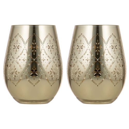 Tempa Chantelle Gold 2pk Stemless Glass