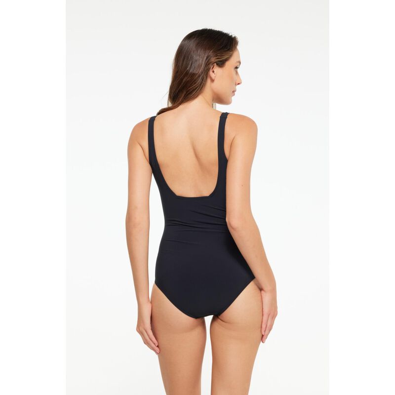 Togs Black Microfiber Square Binding Swimsuit image number 1