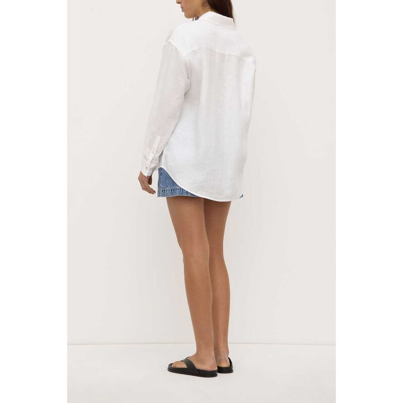 Assembly Label Everyday Womens Linen Long Sleeve Shirt White image number 1