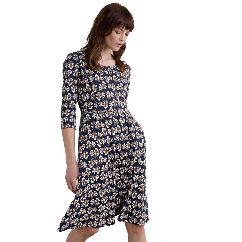Seasalt Cornwall 3/4 Enor Dress Printed Seaweed Maritime image number 0