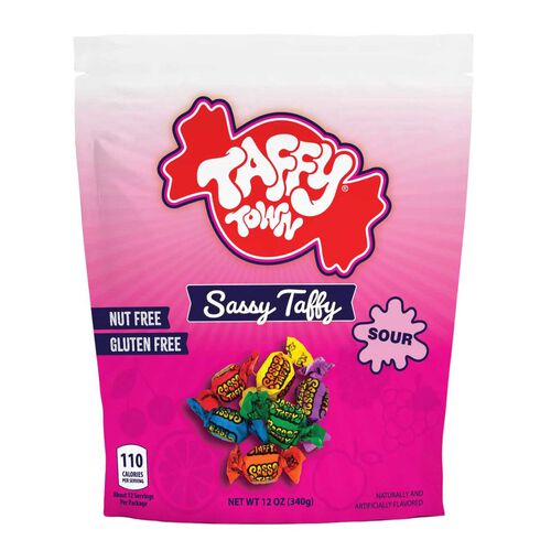Taffy Town Sassy Sour Fruits Taffy Pouch 340g