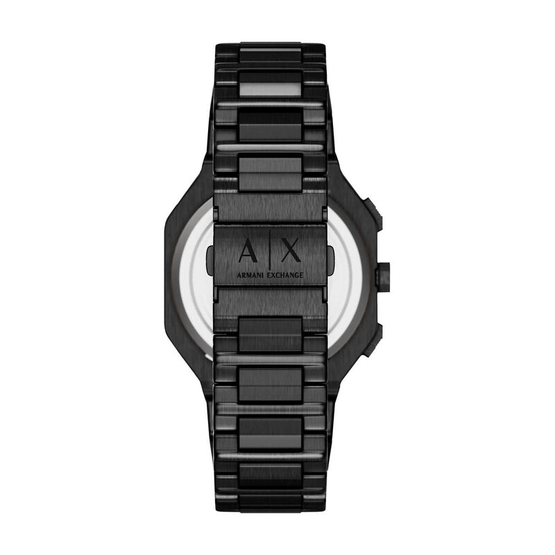 Armani Exchange Bass Dual-Time Black Stainless Steel Watch image number 1