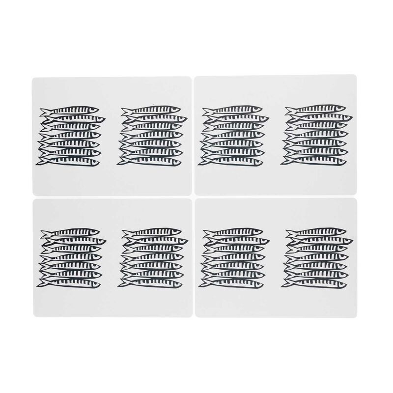 Shoeless Joe Sardine Indigo Cork Backed Placemats 4Pc image number 0