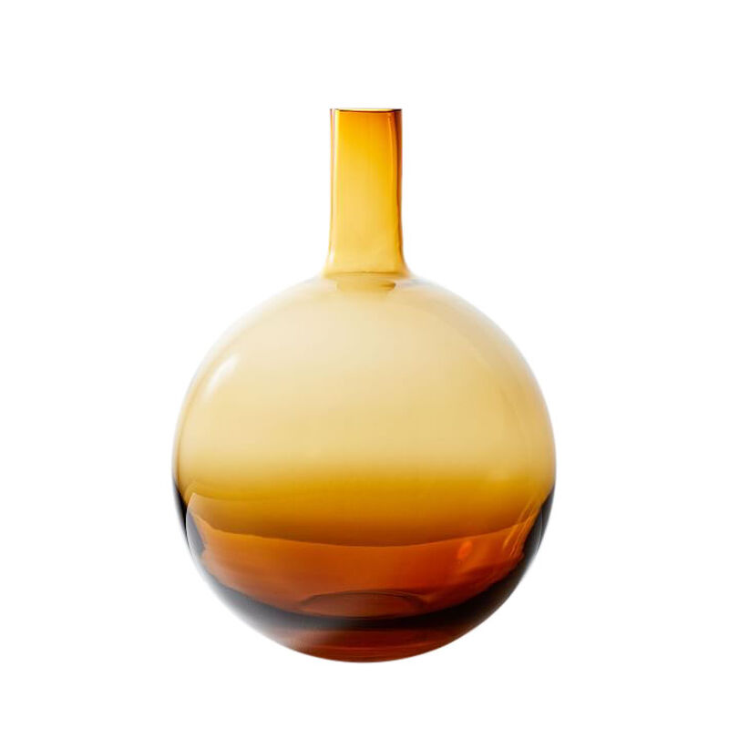 West Elm Pure Conservatory Glass Vase Medium Amber 14.75 Inch image number 0