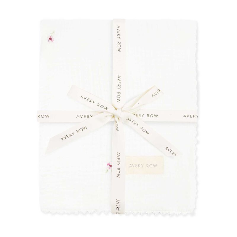Avery Row Embroidered Muslin Blanket - Anemone image number 0