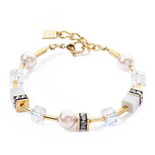 Coeur de Lion GeoCUBE® Iconic Pearl Mix Gold-White Bracelet
