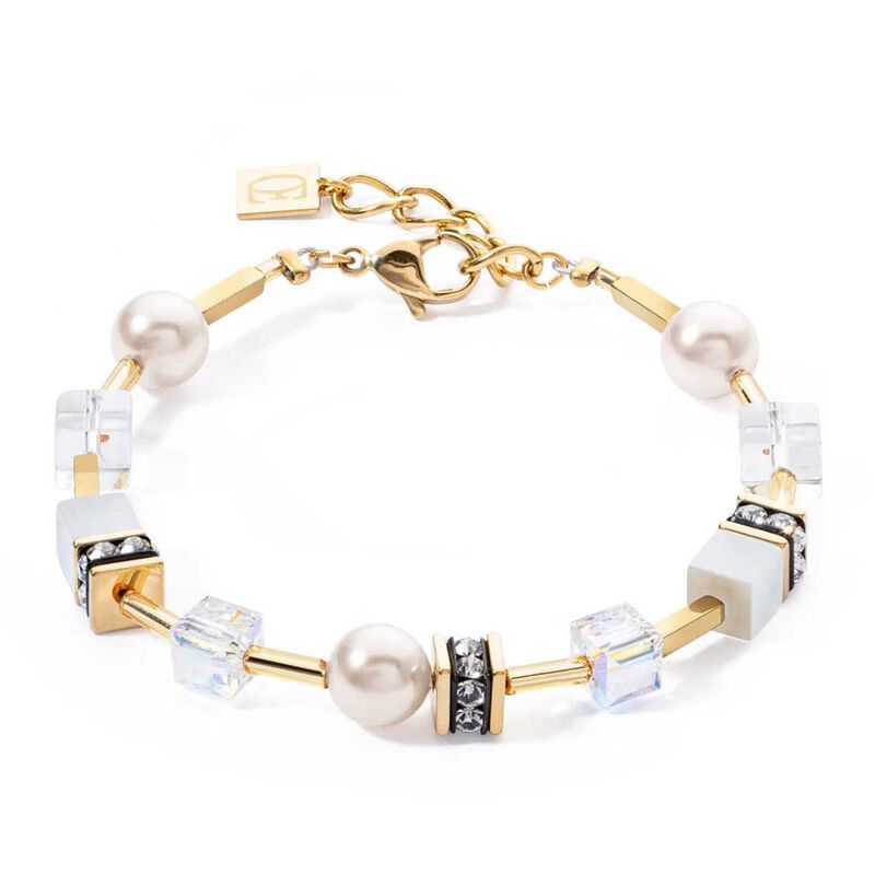 Coeur de Lion GeoCUBE® Iconic Pearl Mix Gold-White Bracelet image number 0