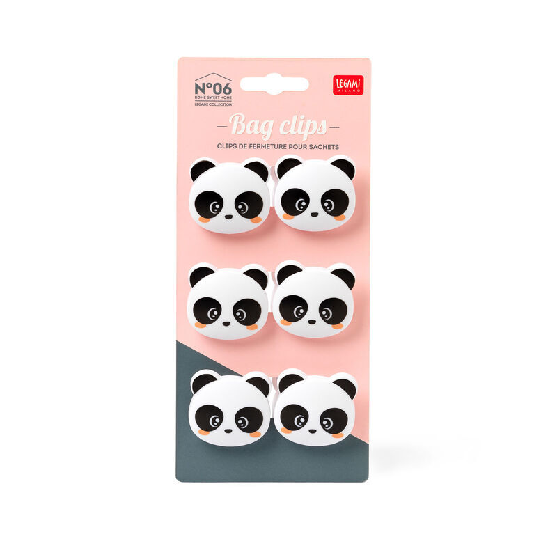 Legami Panda Bag Clips Set of 6 image number 0