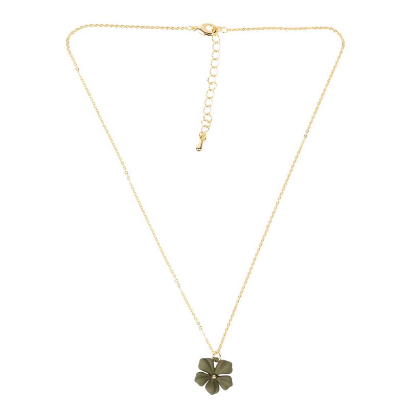 Stella + Gemma Necklace Mini Flower Matte Olive with Gold Ball Centre image number 1