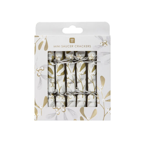 Talking Tables Mini Saucer Crackers 4.9 In. Botanical Mistletoe (8 Pack)