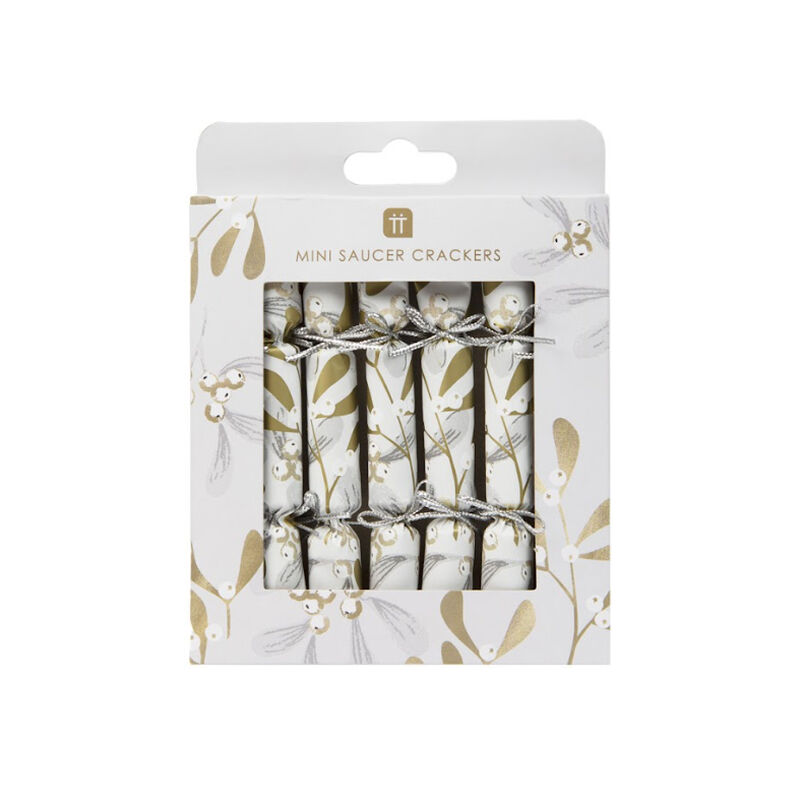 Talking Tables Mini Saucer Crackers 4.9 In. Botanical Mistletoe (8 Pack) image number 0