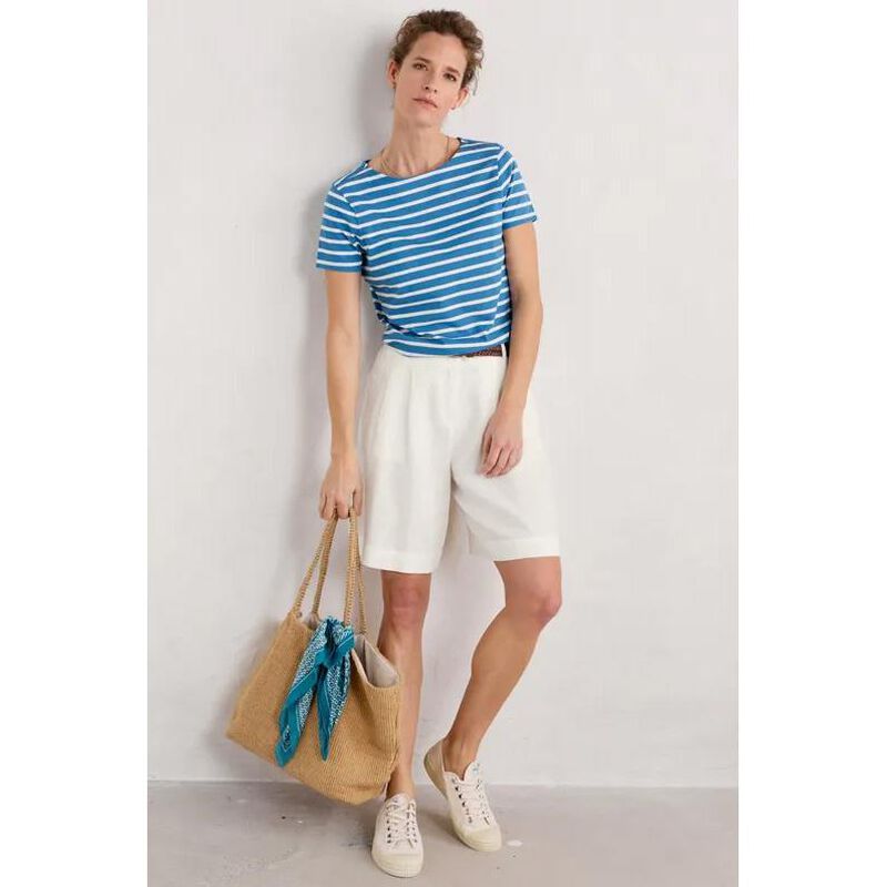 Seasalt Cornwall Sailor T-Shirt Breton Sailboats Chalk image number 3