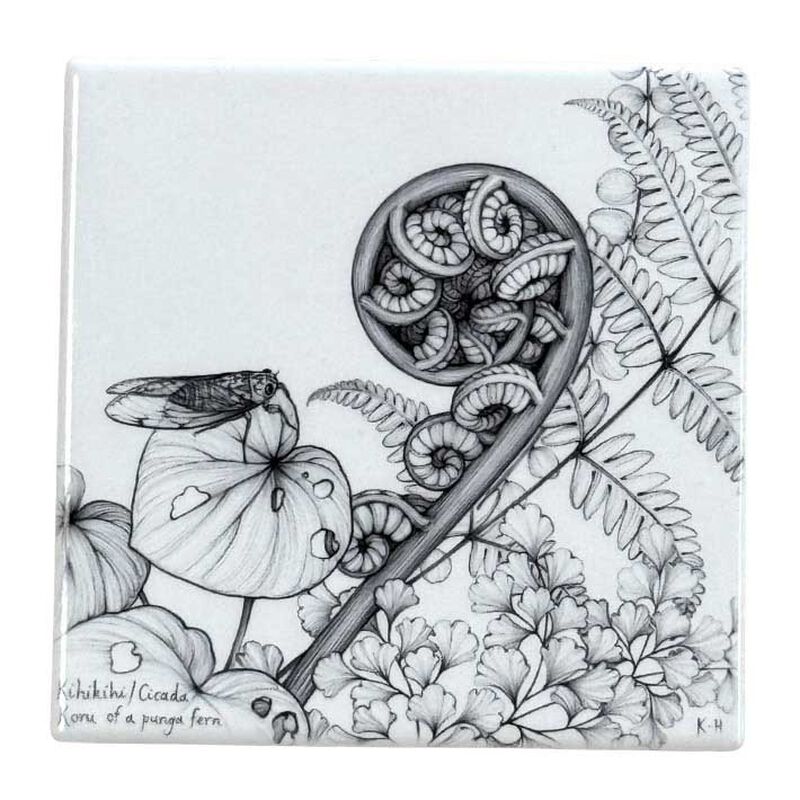 Katy Hayward Coaster - Kihikihi/Cicada & Koru Of A Punga Fern image number 0