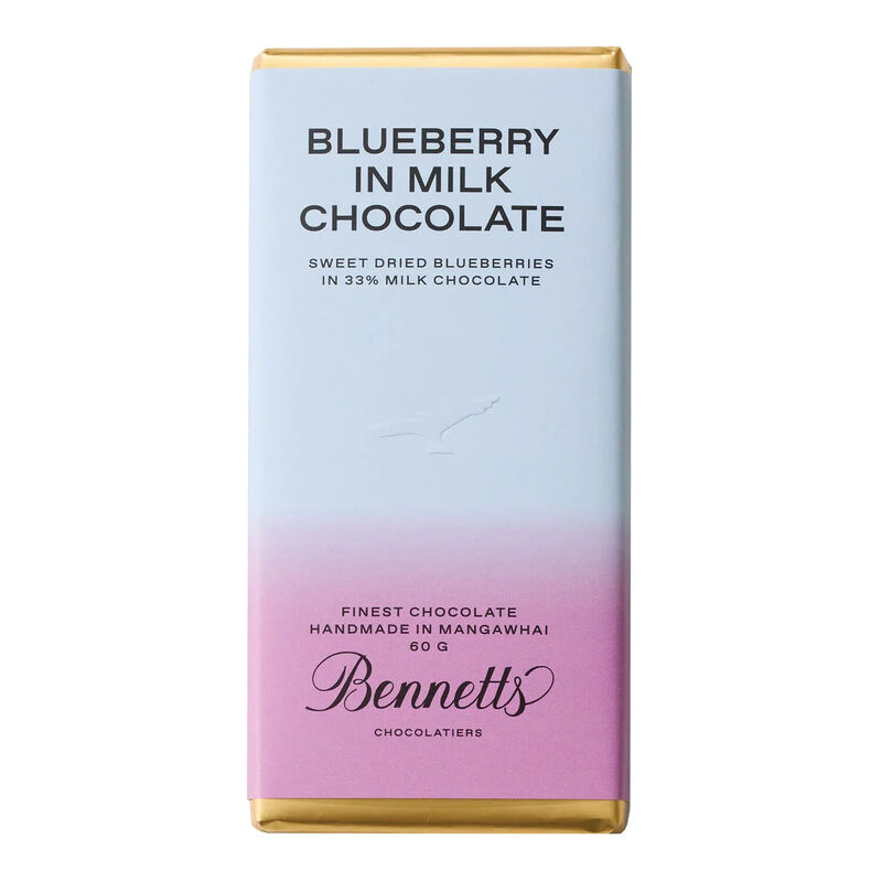 Bennetts of Mangawhai Blueberry Milk Chocolate Bar 60g image number 0