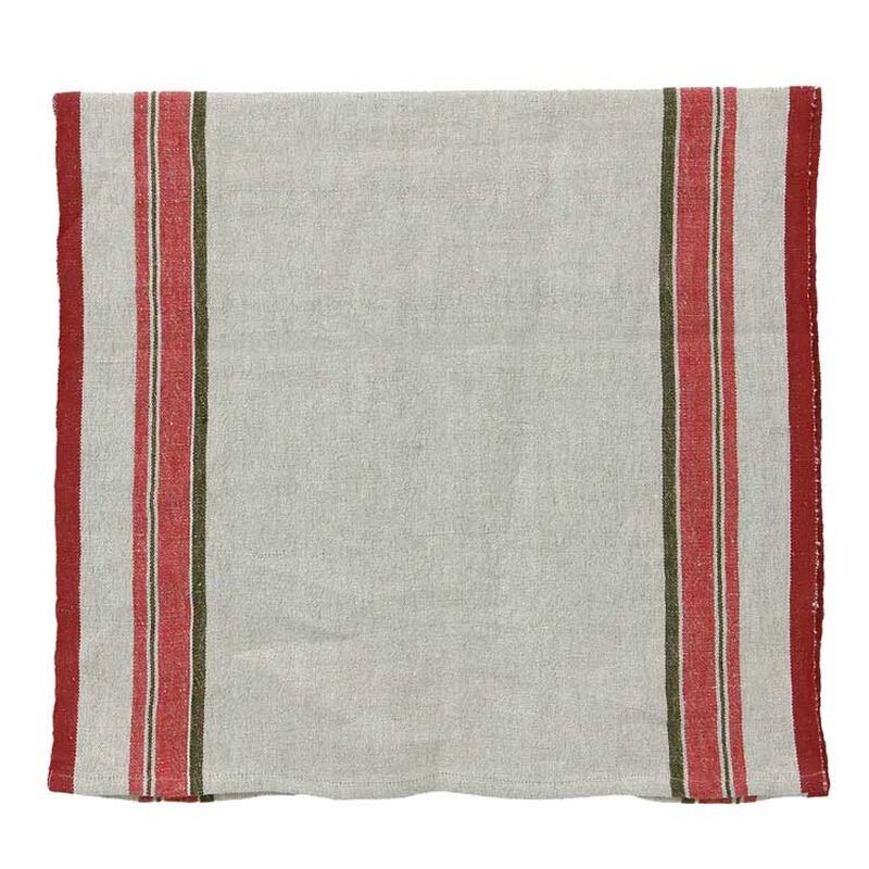 French Country Red Selvedge Stripe Linen Table Runner image number 0