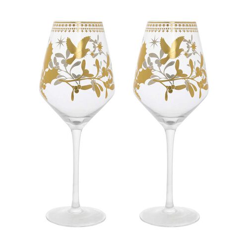 Maxwell & Williams White Christmas Wine Glass 500ml Set Of 2