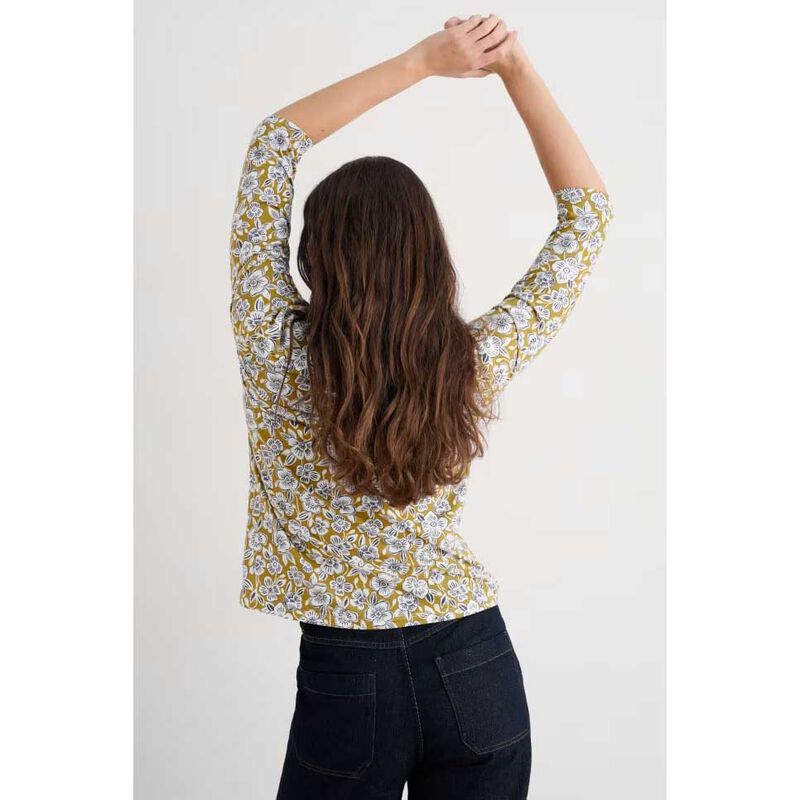 Seasalt Cornwall 3/4 Kellow Top Floral Tumble Pear image number 1