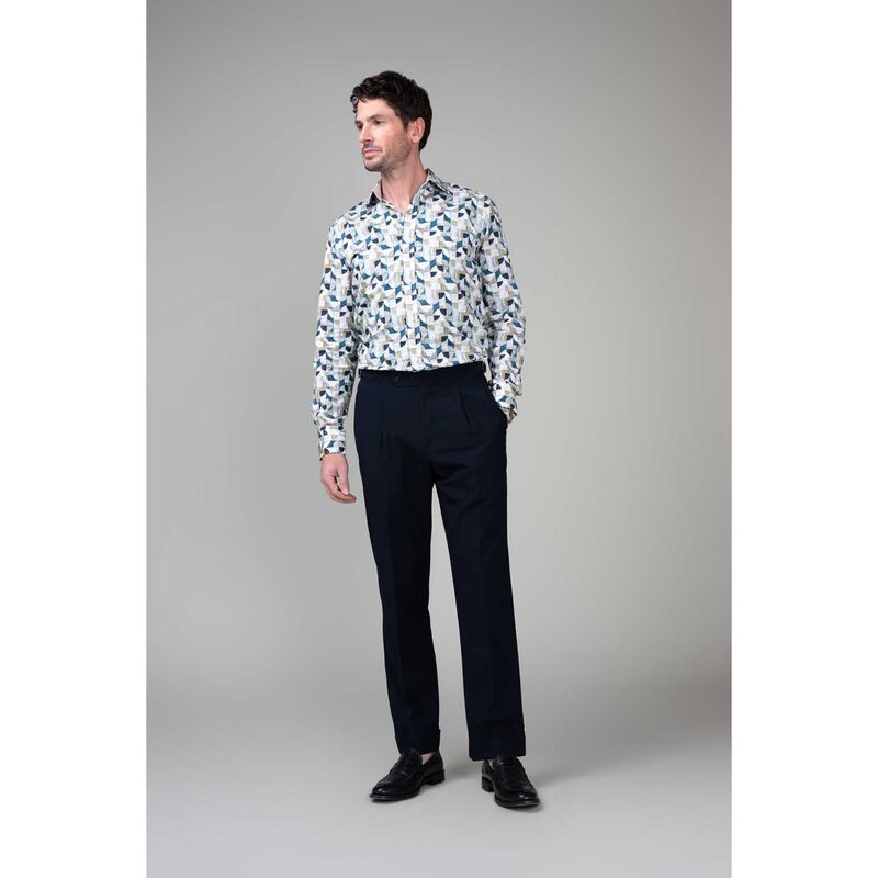 Rembrandt Barbican White, Sand & Blue Abstract Shirt image number 3