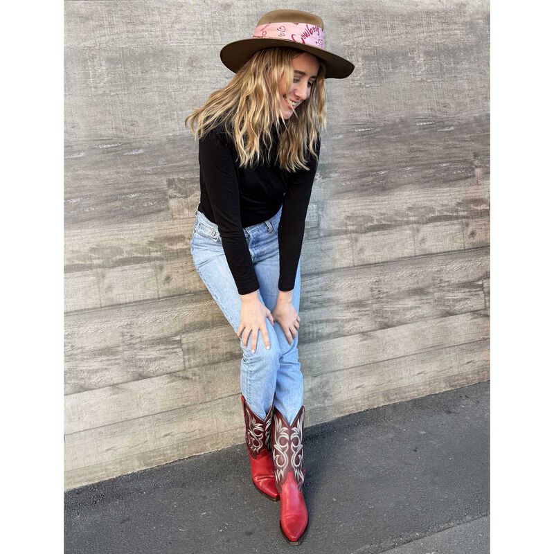 Dark Hampton X Kaylee Bell Cowboy Up Pink Silk Petite Scarf image number 2