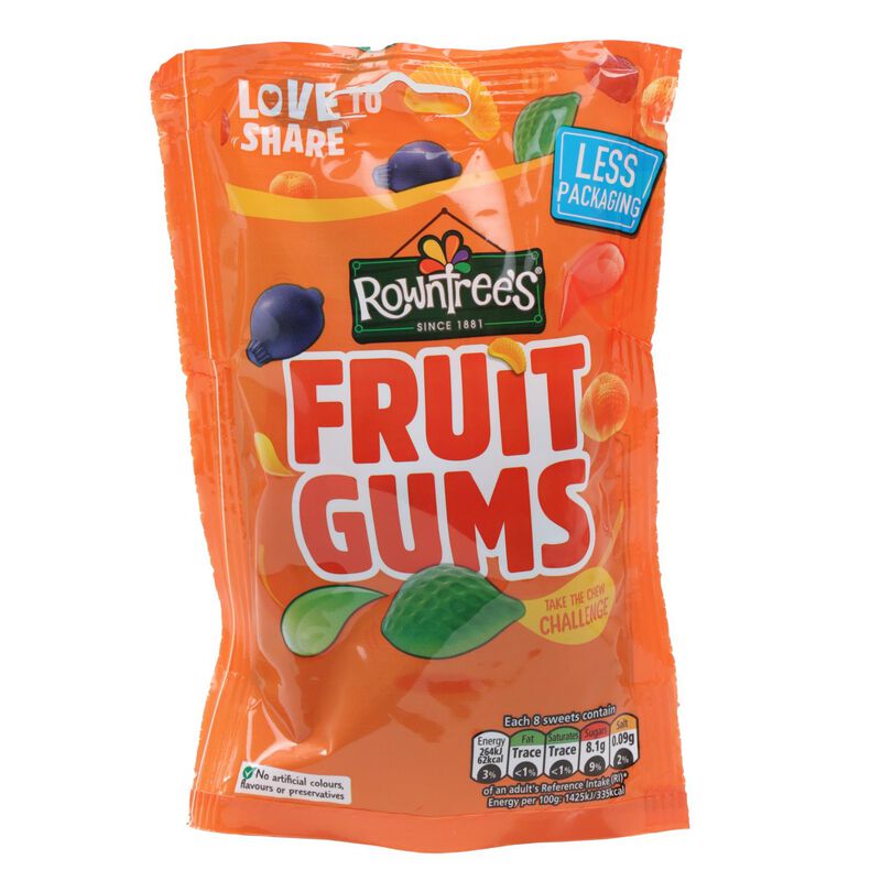 Rowntrees Fruit Gums Vegan Friendly Sweets Sharing Bag 120g image number 0