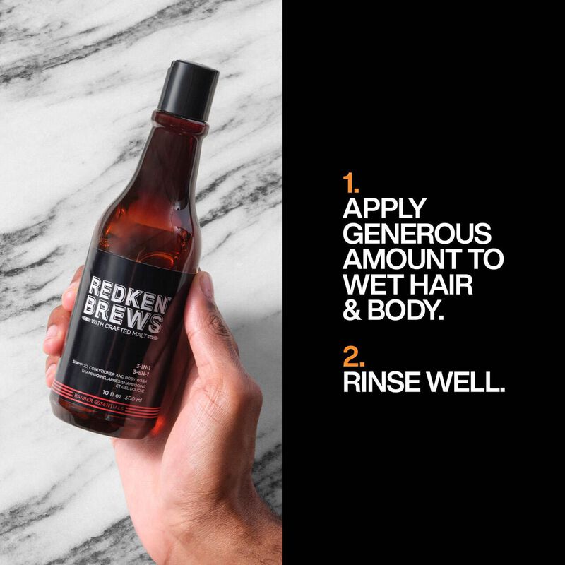 Redken Brews 3-in-1 Shampoo, Conditioner & Body Wash 300ml image number 2