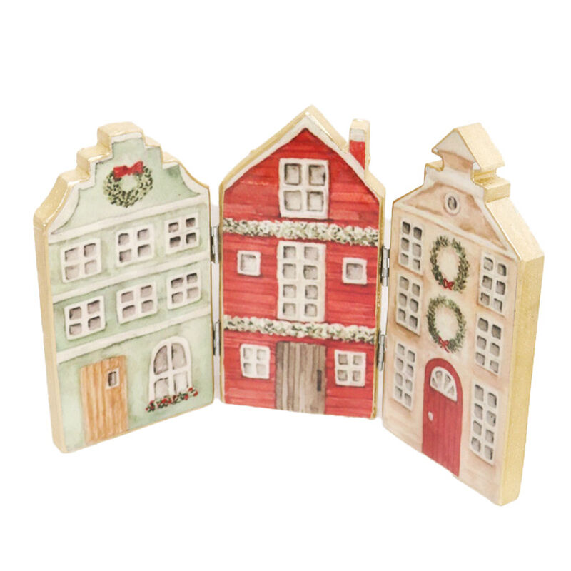 Vintage Wooden Folding Houses 31X20cm image number 0