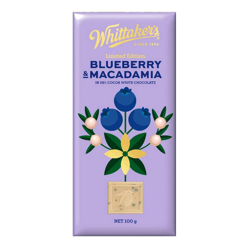 Whittaker's Blueberry and Macadamia in White Chocolate 100g Limited Edition image number 0