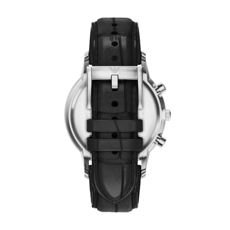 Emporio Armani Archetipo Chronograph Black Leather Watch image number 1