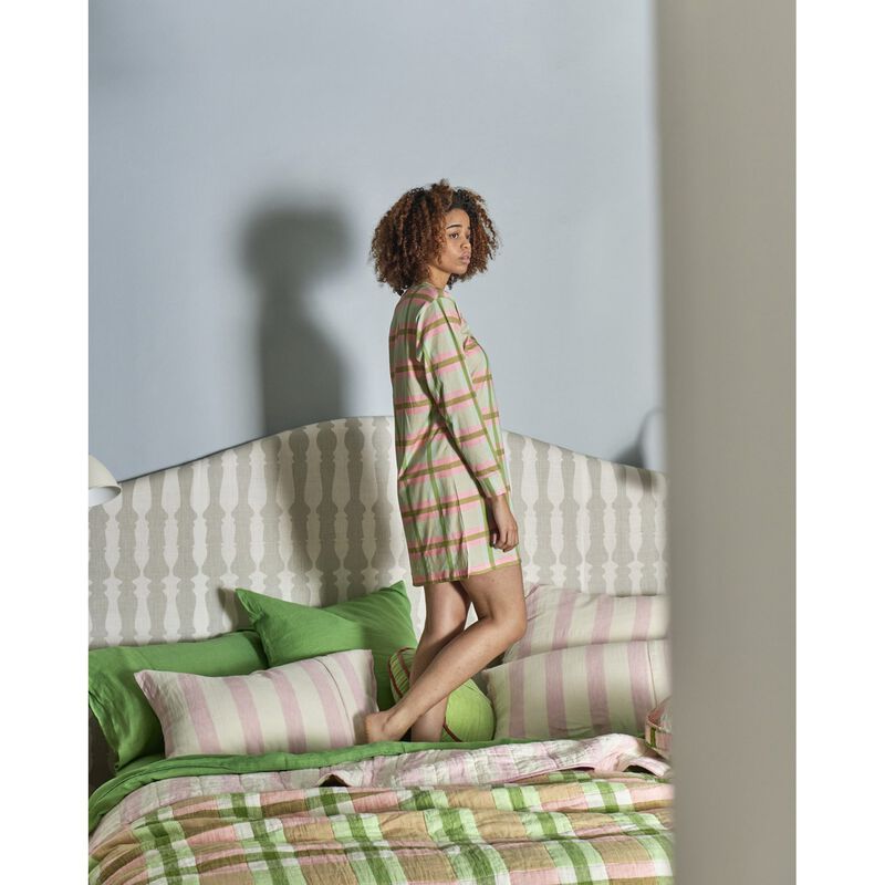 Kip&Co Pistachio Tartan Organic Cotton Long Sleeve Nightie image number 3
