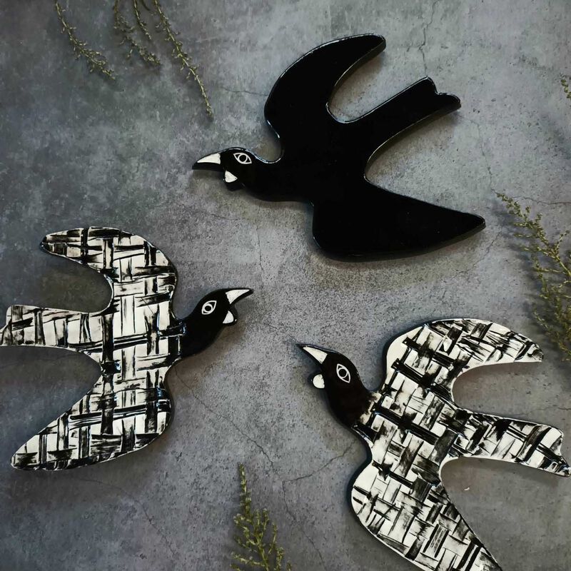 Borrowed Earth Ceramic Bird Small - Black Tui image number 2
