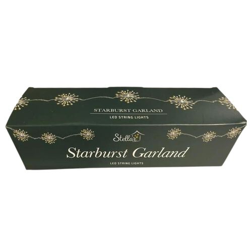 Stellar Haus Starburst Garland 1.5M AA Silver Warm White