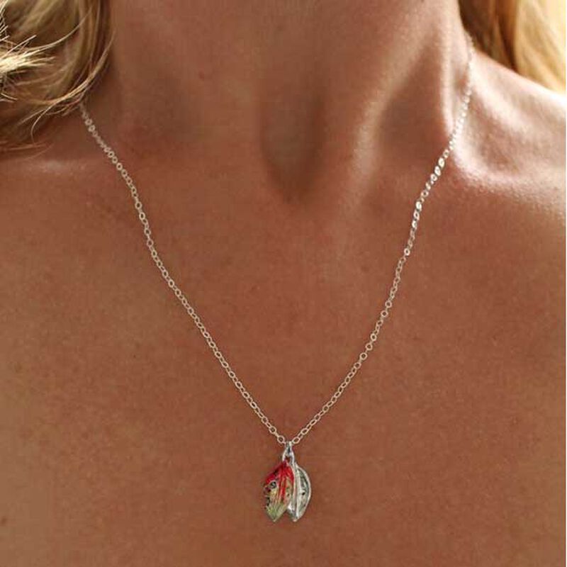 Lilygriffin Jewellery Handpainted Pohutukawa Leaf Necklace 45cm image number 2