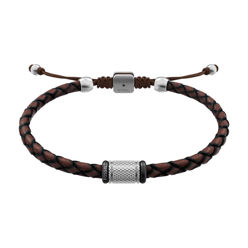 Fossil Machine Rondelles Brown Leather Station Bracelet image number 0